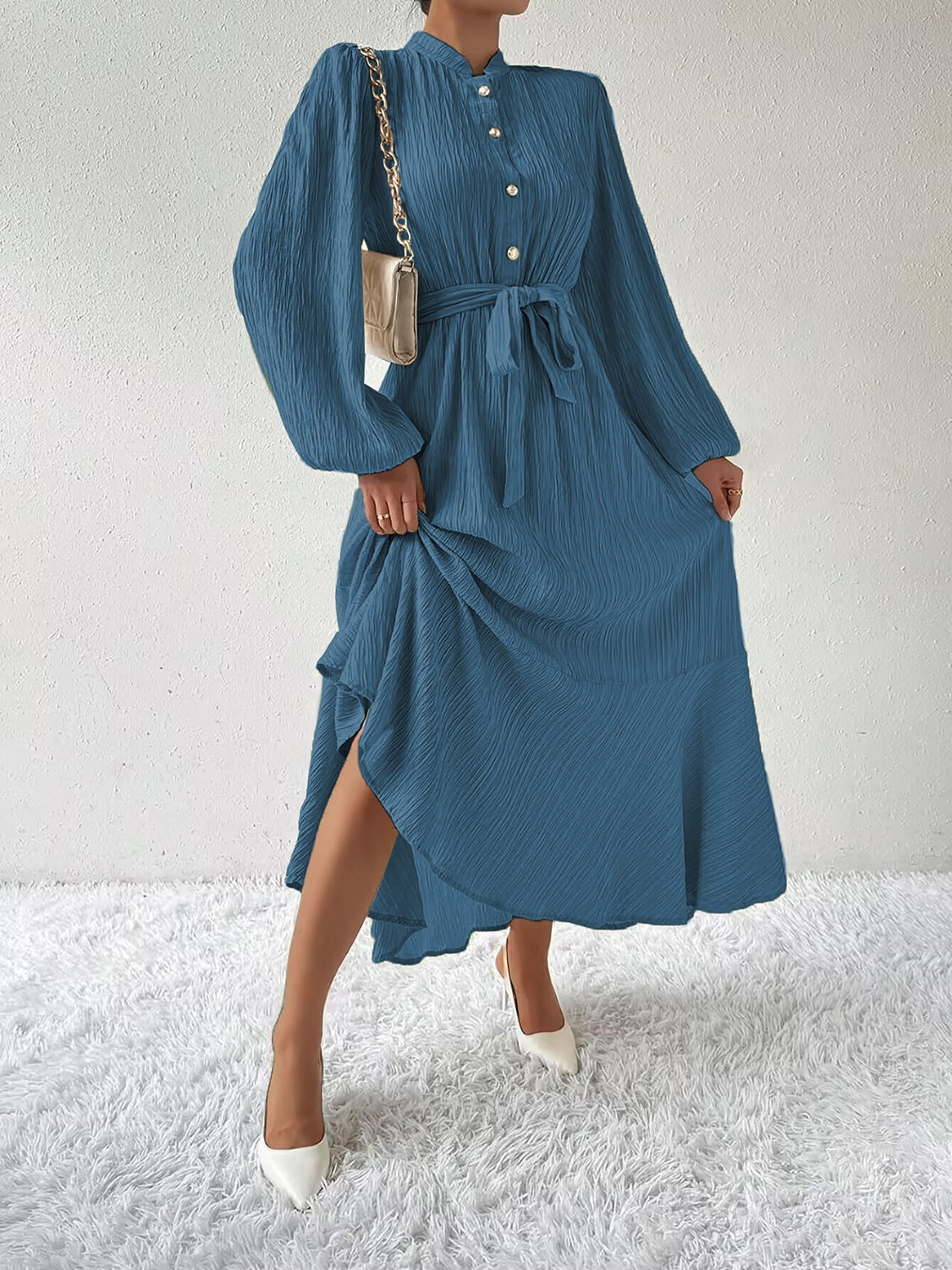 Honey Tie Waist Long Sleeve Dress