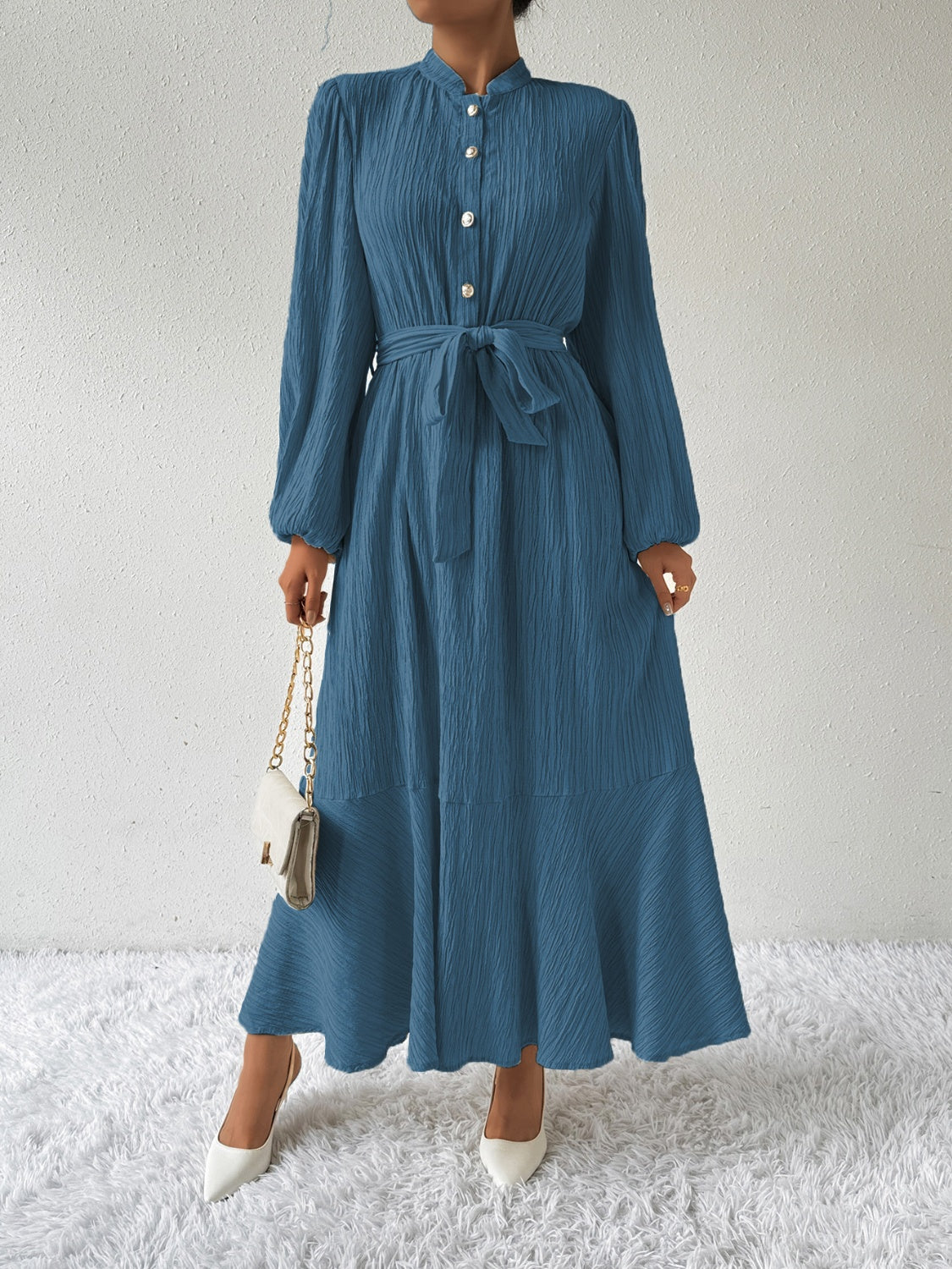 Honey Tie Waist Long Sleeve Dress