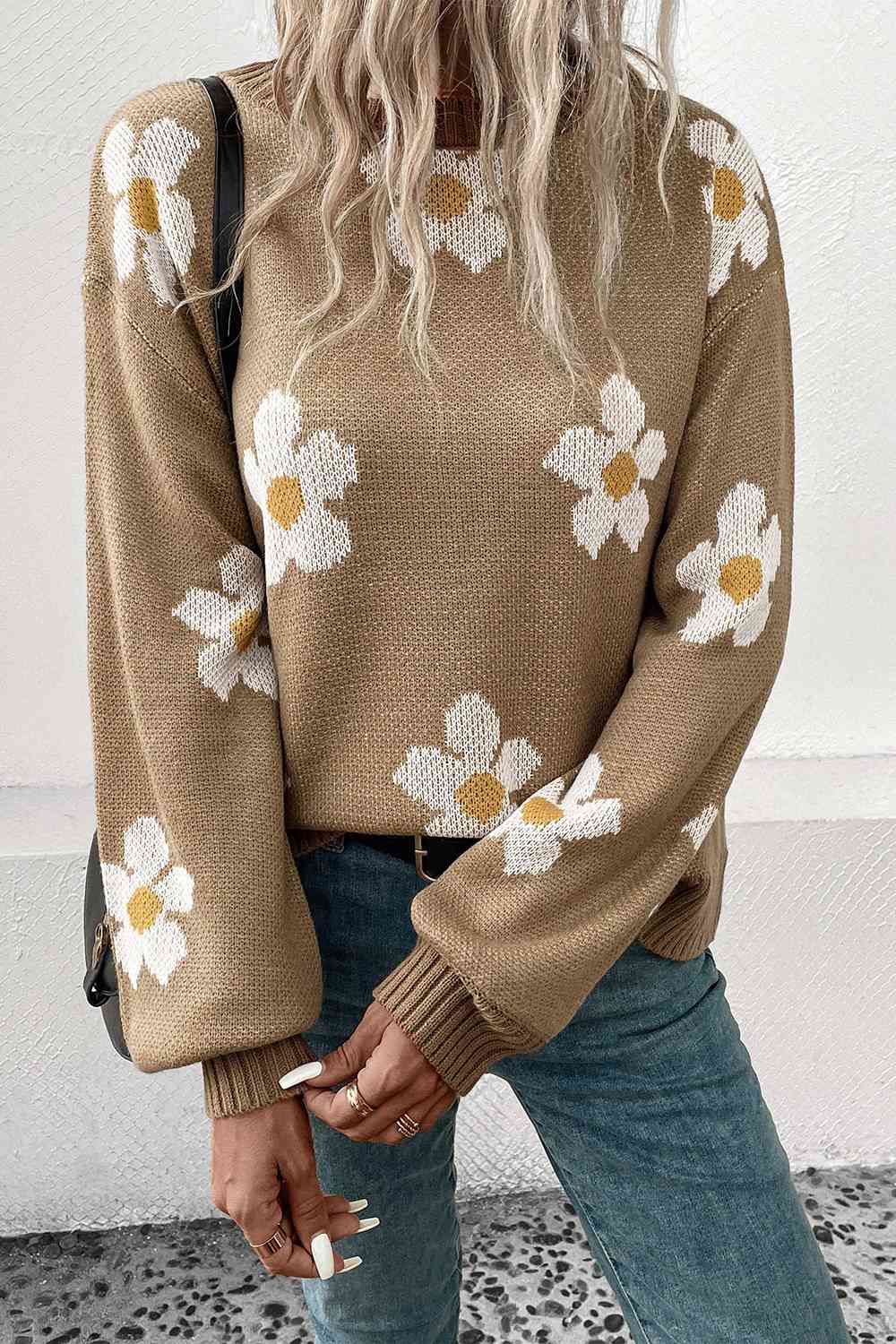 Floral Dropped Shoulder Sweater